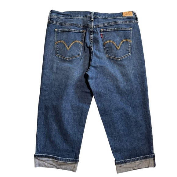 Levi’s 516 Cuffed Capris Women’s SZ 14 5-Pocket Denim Jean Medium Wash Mid- Rise - Picture 3 of 5